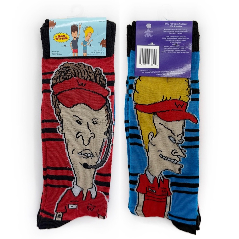 Beavis and Butthead Butt-Head Crew Socks Mens Womens MTV 90s Retro Funny Gift